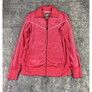 VTG Nike Full Zip Jacket Women's Size Medium Pink Barbie Valor Velvet Feel